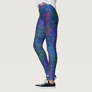 Legging Fogos de artifício Padrão de Verão Colorido de
