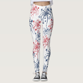 Legging Fogos de artifício vermelhos branco e azul 4 de ju