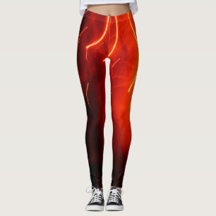 Legging Fogos de artifício vermelhos com luz na moda abst