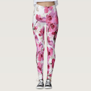 Legging Fogueira Rosa Blossoms Aquarela Sem Olho.