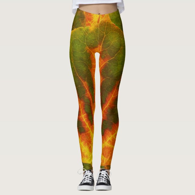 Legging Folha alaranjada & amarela verde #1 de Aspen (Frente)