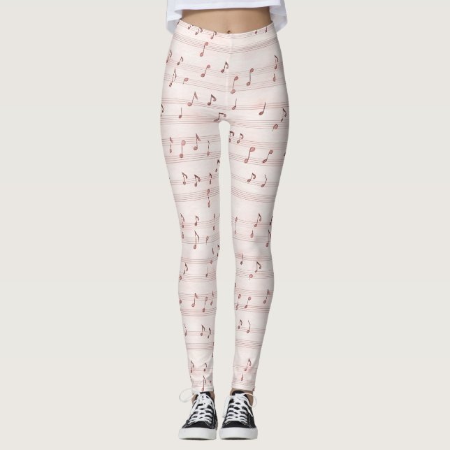 Legging Folha de Notas Musicais Rosa (Frente)