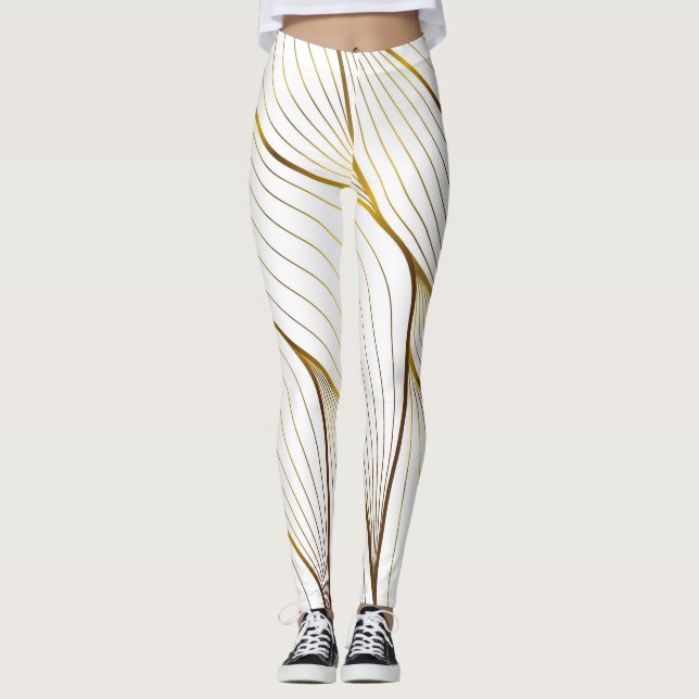 Legging folha de ornamento Dourada (Frente)