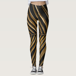Legging Folha de Palma de Data do ouro: Minimalista Negro
