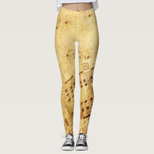 Legging Folha de Pontuação de Música da Planilha de Vintag