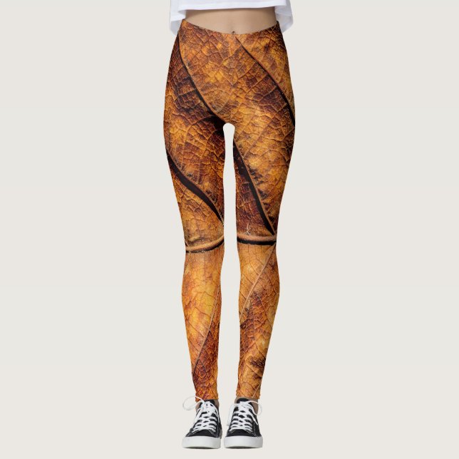 Legging Folha seca: fundo natural de textura. (Frente)