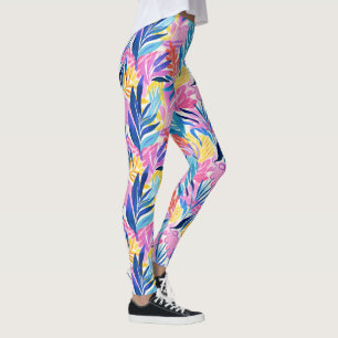 Legging Folha Tropical Colorida Pastel Patterada