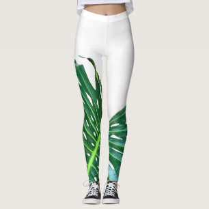 Legging Folha tropical da palmeira elegante da selva da fl