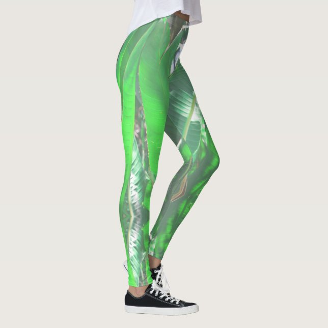 Legging Folha verde de bananeiras folhas pastosas (Direita)