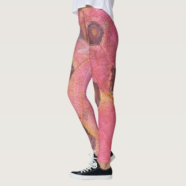 Legging Folha Vermelha Marrom Dotada (Esquerda)