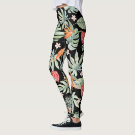Legging Folhagem de Fantasia dos Trópicos Escuros