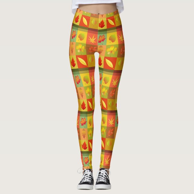 Legging Folhagem de outono Folha Folhas Thunder_Cove (Frente)