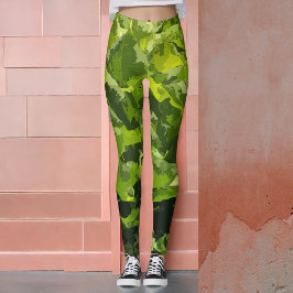 Legging Folhagem moderna das folhas de abstrato do Verão v
