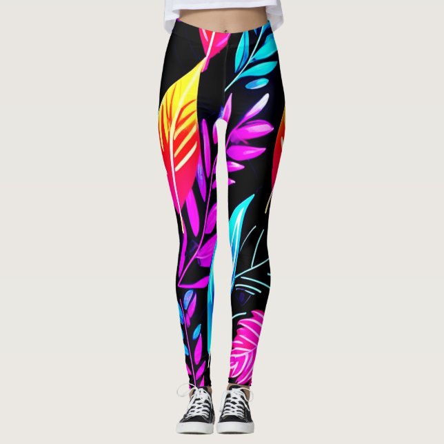 Legging Folhagem Tropical: Arte Folha (Frente)