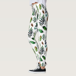 Legging Folhagem Verde Natureza Botânica