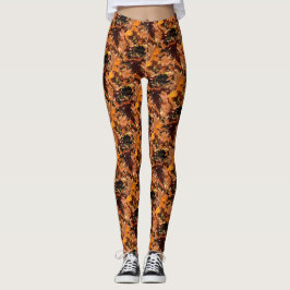 Legging Folhas Artísticas Caindo Ao Sol Do Outono