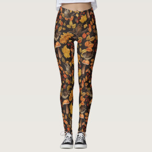 Legging Folhas, bagas, cogumelos e wrenes de outono