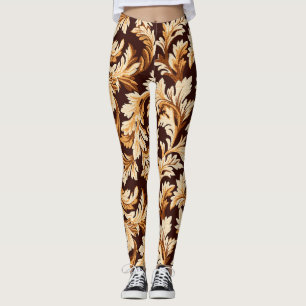 Legging Folhas Barrocas Desenhadas à Mão: Elegância Na mod