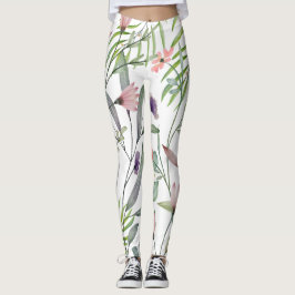 Legging Folhas botânicas minimalistas e verde-flor