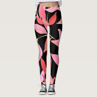 Legging Folhas botânicas, padrão colorido sem costura.