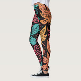 Legging Folhas Caprichosas Grandes