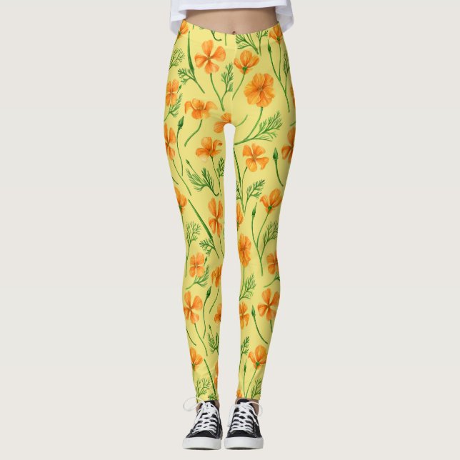 Legging Folhas da Califórnia, flores no verão, verdinho (Frente)