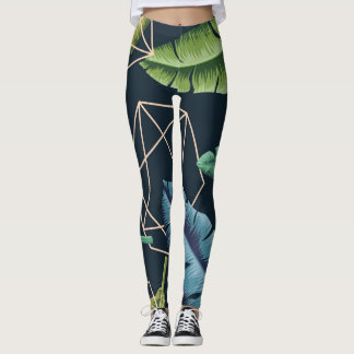 Legging Folhas de abstrato: Linha Poligonal Sem Costura.