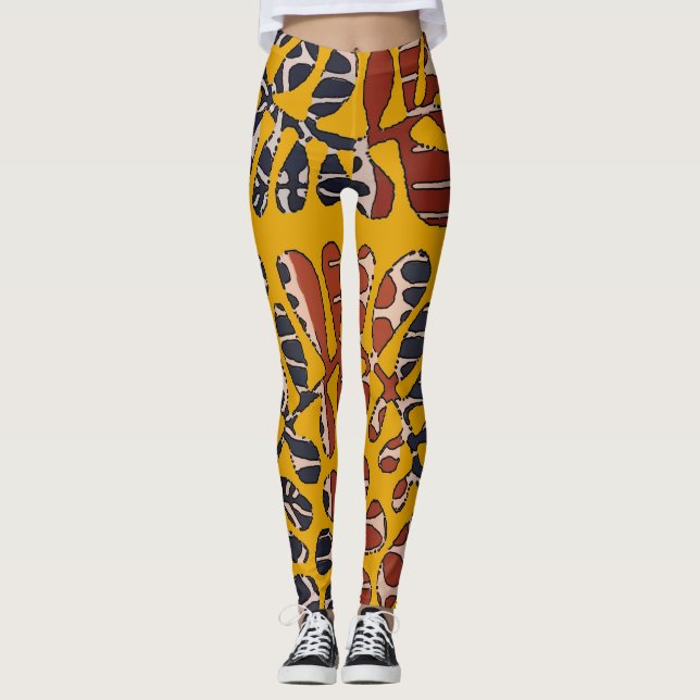 Legging Folhas de abstratos, estilo Matisse, (Frente)