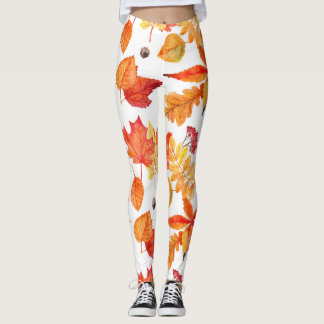Legging Folhas de aquarela, padrão natural sem costura.