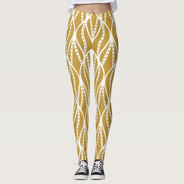 Legging Folhas de Art Deco, padrão clássico sem costura. (Frente)