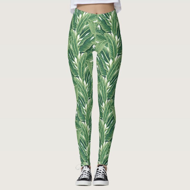 Legging Folhas de Banana Tropical Verde (Frente)