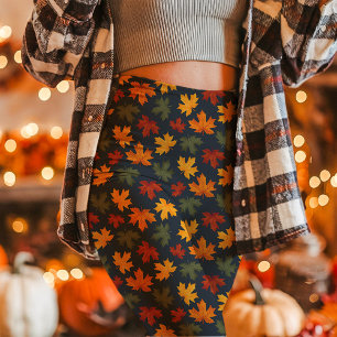 Legging Folhas de bordo de outono caem azul-marinho