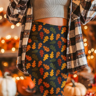 Legging Folhas de Carvalho Outono Caem Azul Marinho
