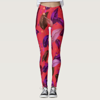 Legging Folhas de cor do limão em flores