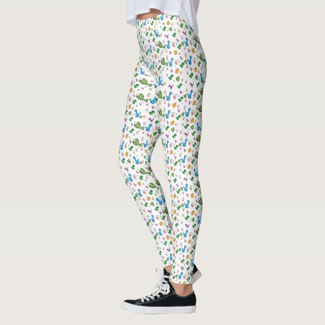 Legging Folhas de Dinossauro Engraçadas (Esquerda)