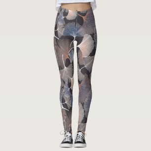 Legging Folhas de Ginkgo: padrão natural elegante.