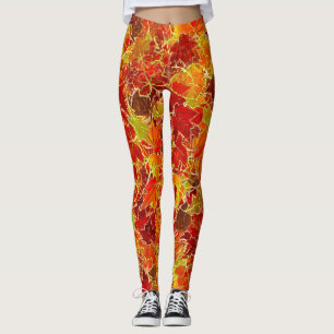 Legging Folhas de Mapeamento de Queda de Glitérica