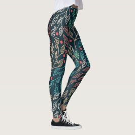 Legging Folhas de multicores escuras