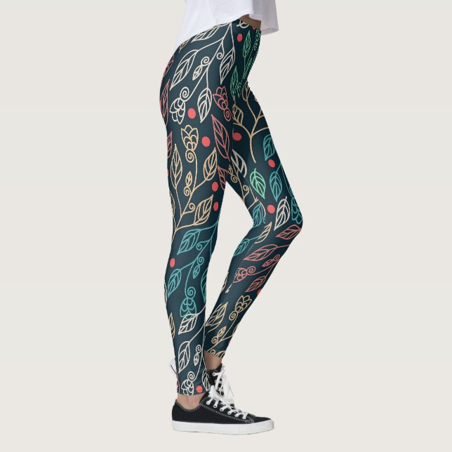 Legging Folhas de multicores escuras (Direita)