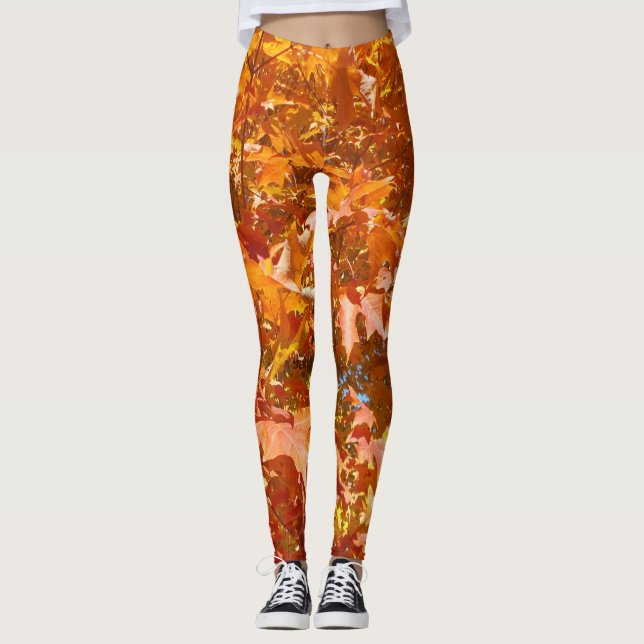 Legging folhas de outono Ação de Graças (Frente)