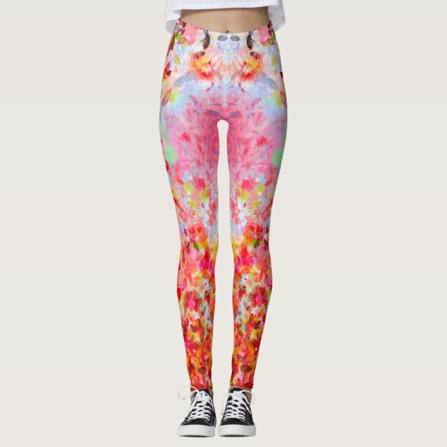 Legging Folhas de outono e céu abstrato (Frente)