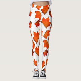 Legging Folhas de outono Laranja Folhas