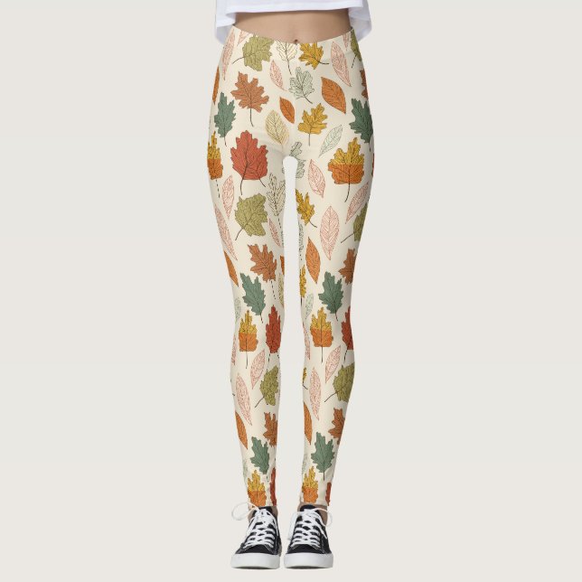 Legging Folhas de outono - Padrão de outono de Cozy (Frente)