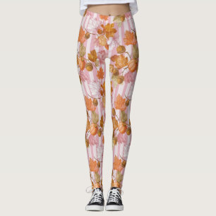 Legging Folhas de outono rosa e Padrão de Bolotas - Queda