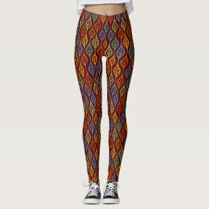 Legging Folhas de outono Verde Vermelho Azul Laranja Verde