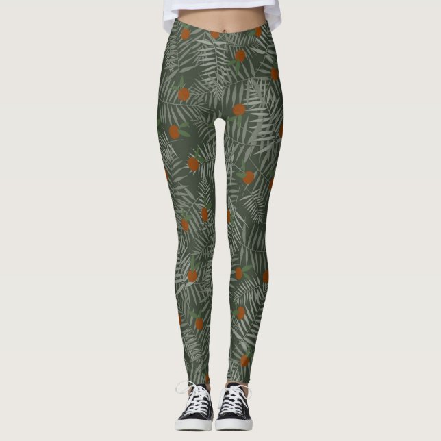 Legging Folhas de Palma e Laranjas (Frente)