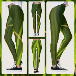 Legging Folhas de Palma Verde Abstrato Tropical Natural