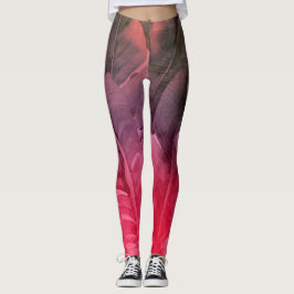 Legging Folhas de Palmeira Tropicais Rosa Divertido Verão 