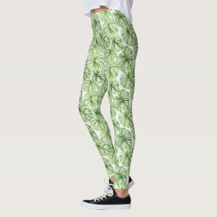 Legging Folhas de Palmeira Verde Tropical