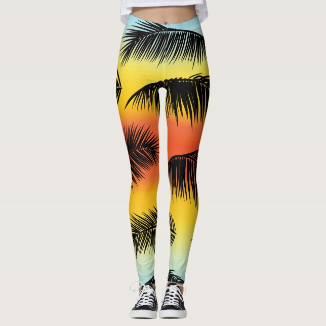 Legging Folhas de palmeiras: padrão uniforme. (Frente)